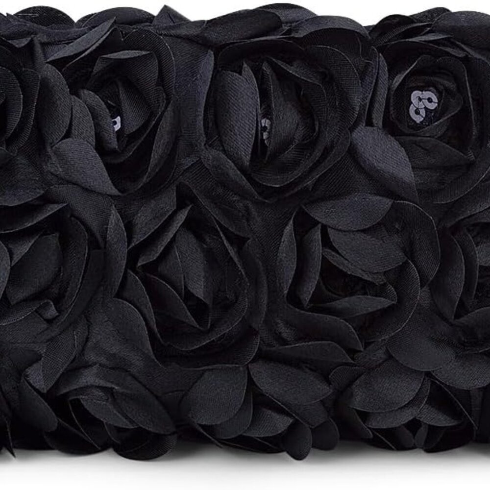 Elegant Floral Satin Clutch Purse with Detachable Strap for Weddings & Parties